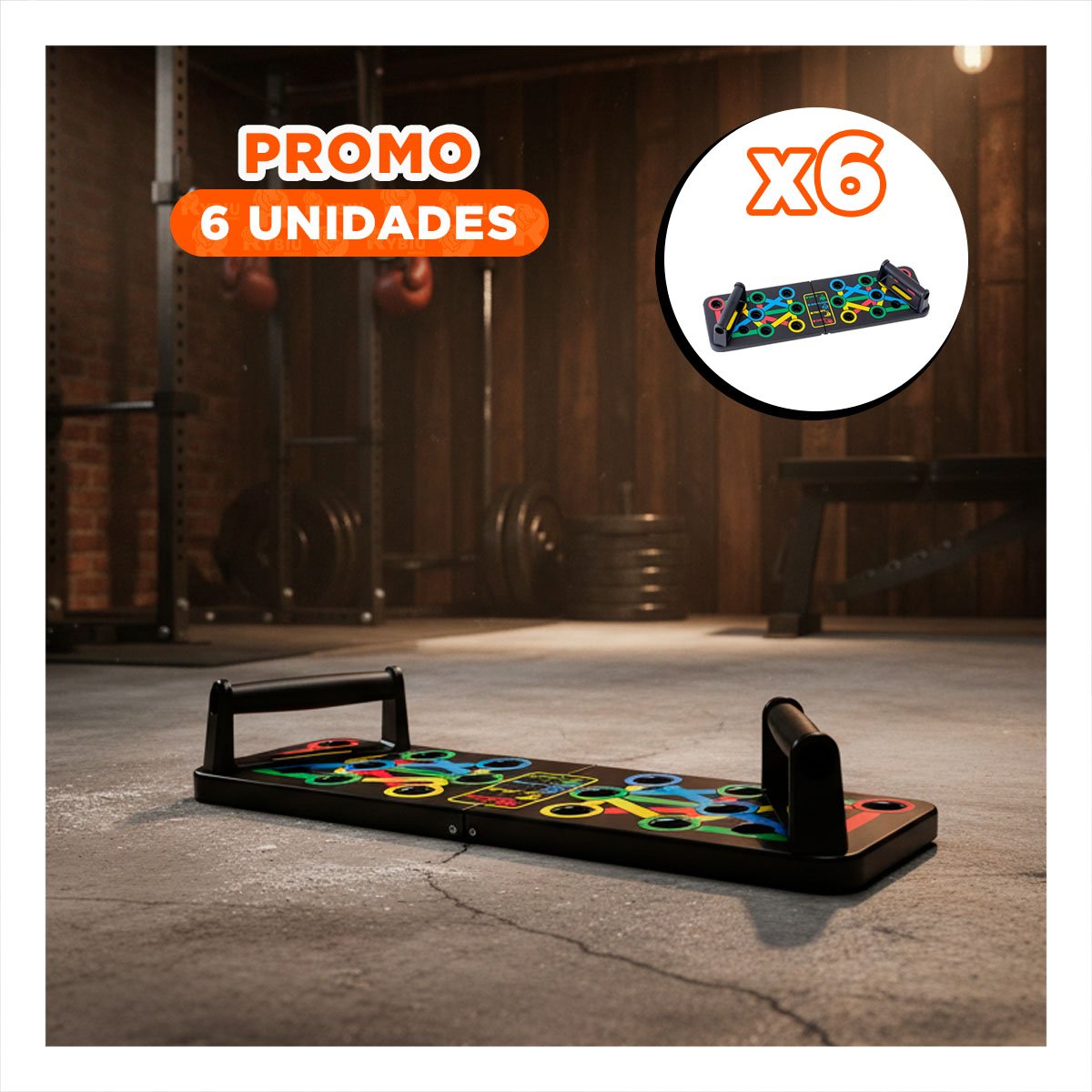 PACK6 BASE PARA EJERCICIOS PUSH UP NEGRO CON GUIAS PARA FLEXIONES PRACTICAS YREGALO STICKER - 1