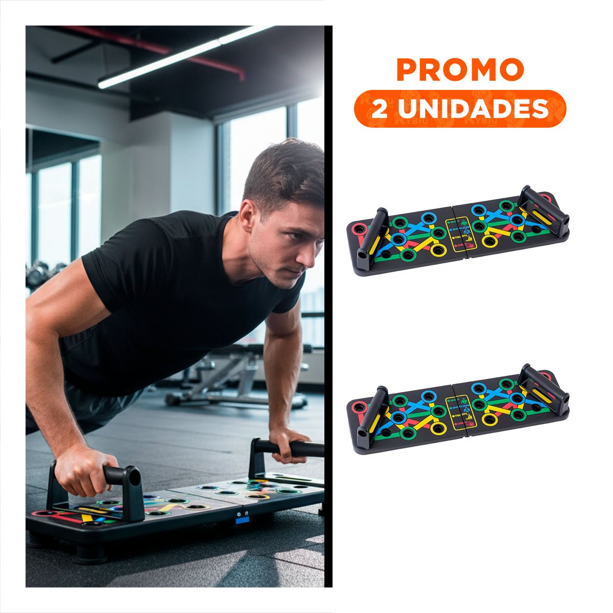 PACK2 BASE COLOR NEGRO PARA FLEXIONES PUSH UP CON DISEÑO DEPORTIVO PRACTICO - 1