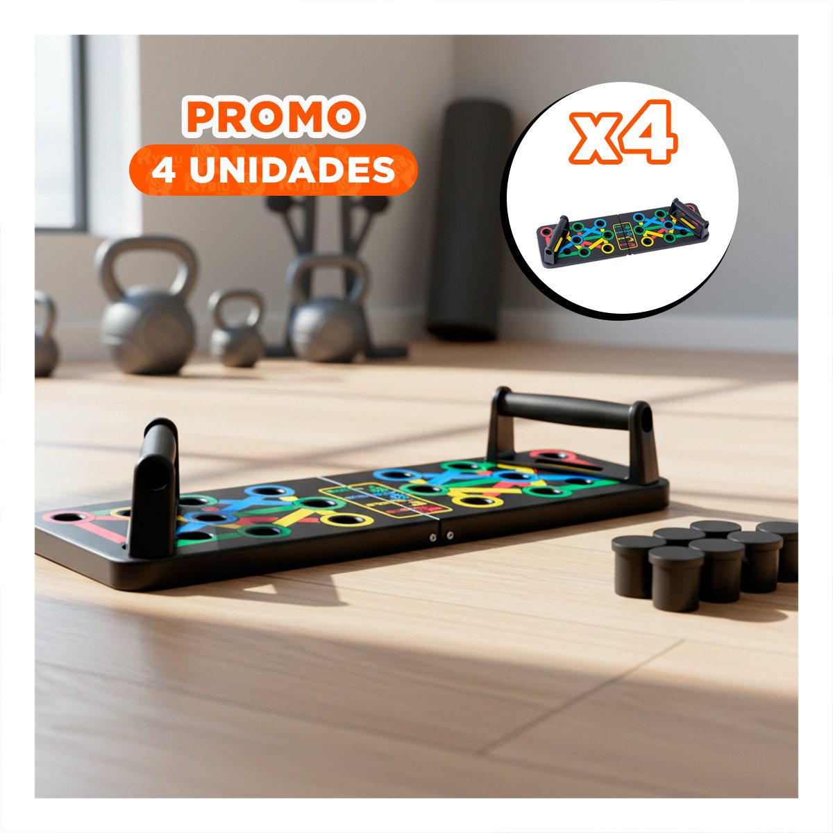 PACK4 TABLERO DE ENTRENAMIENTO COLOR NEGRO PARA PUSH UP Y EJERCICIOS DIARIOS - 1
