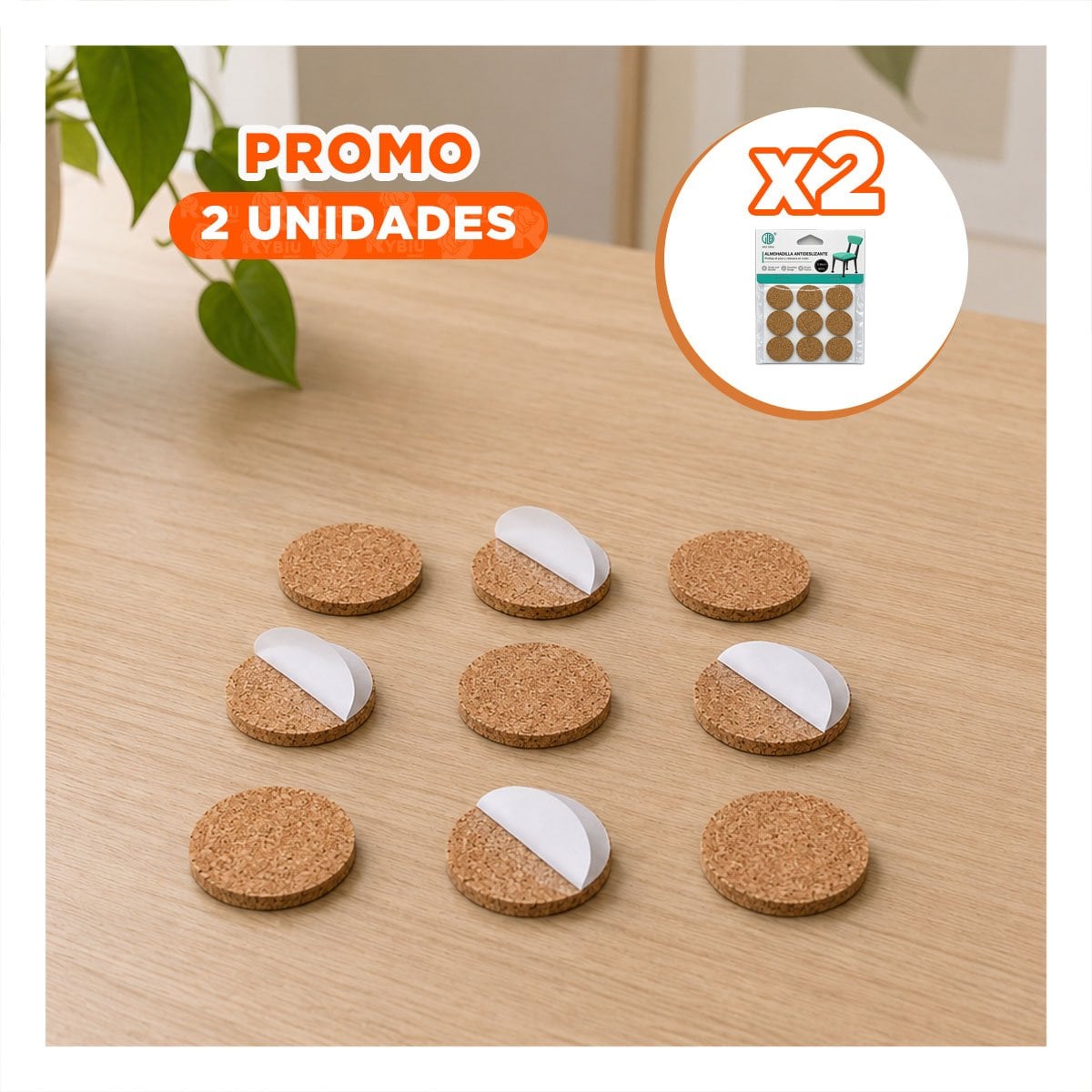 PACK2 KIT ALMOHADILLAS PROTECTORAS PARA PATAS DE SILLAS MOSTAZA REDONDAS 2,8CM YPAPEL REGALO - 1