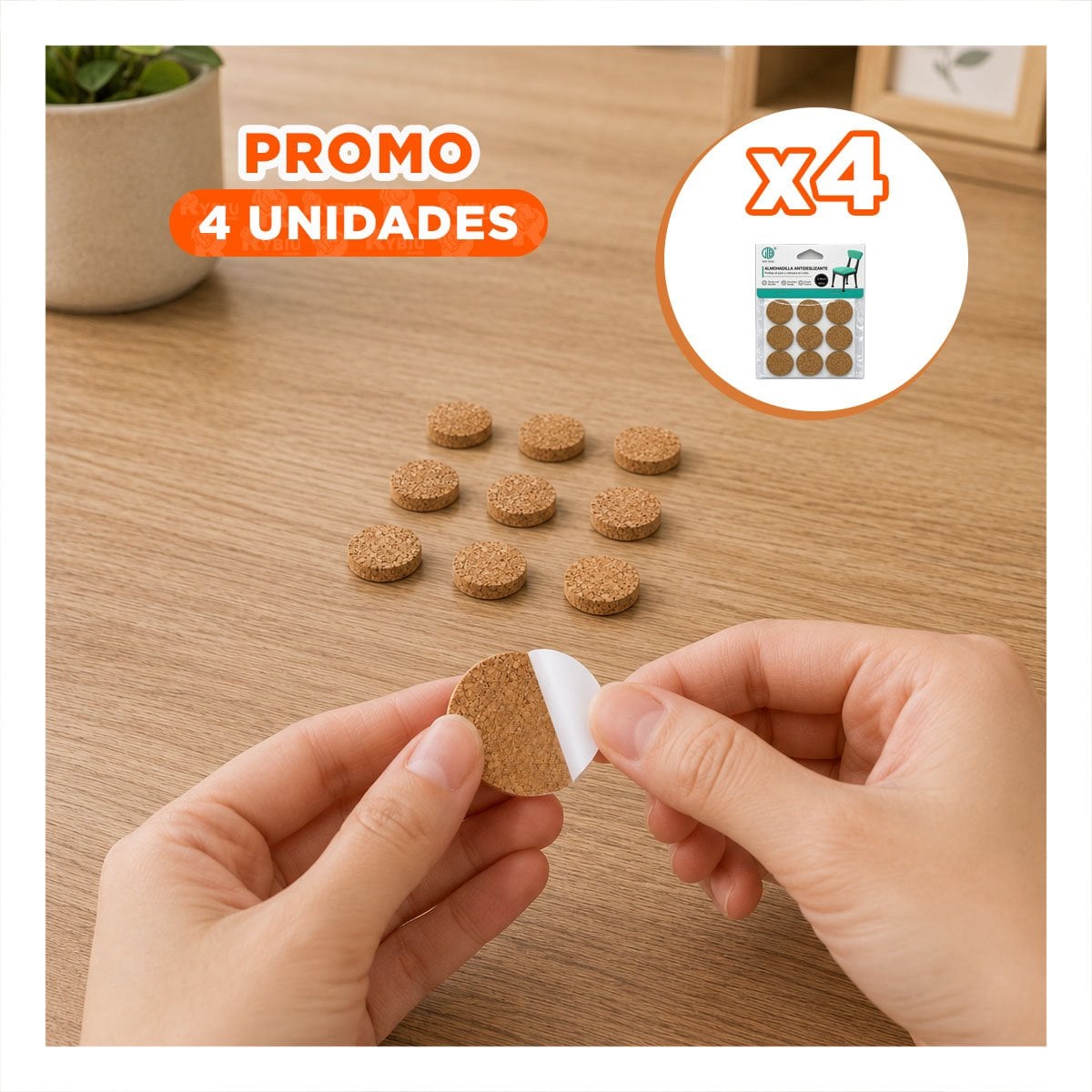 PACK4 KIT BASES PROTECTORAS PARA PATAS DE MUEBLES MOSTAZA ANTIDESLIZANTES 2,8CM YREGALO STICKER - 1