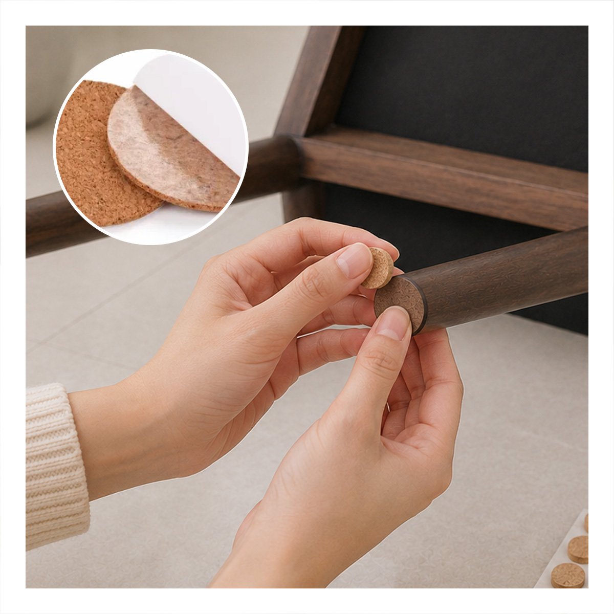 PACK4 KIT BASES PROTECTORAS PARA PATAS DE MUEBLES MOSTAZA ANTIDESLIZANTES 2,8CM YREGALO STICKER - 5
