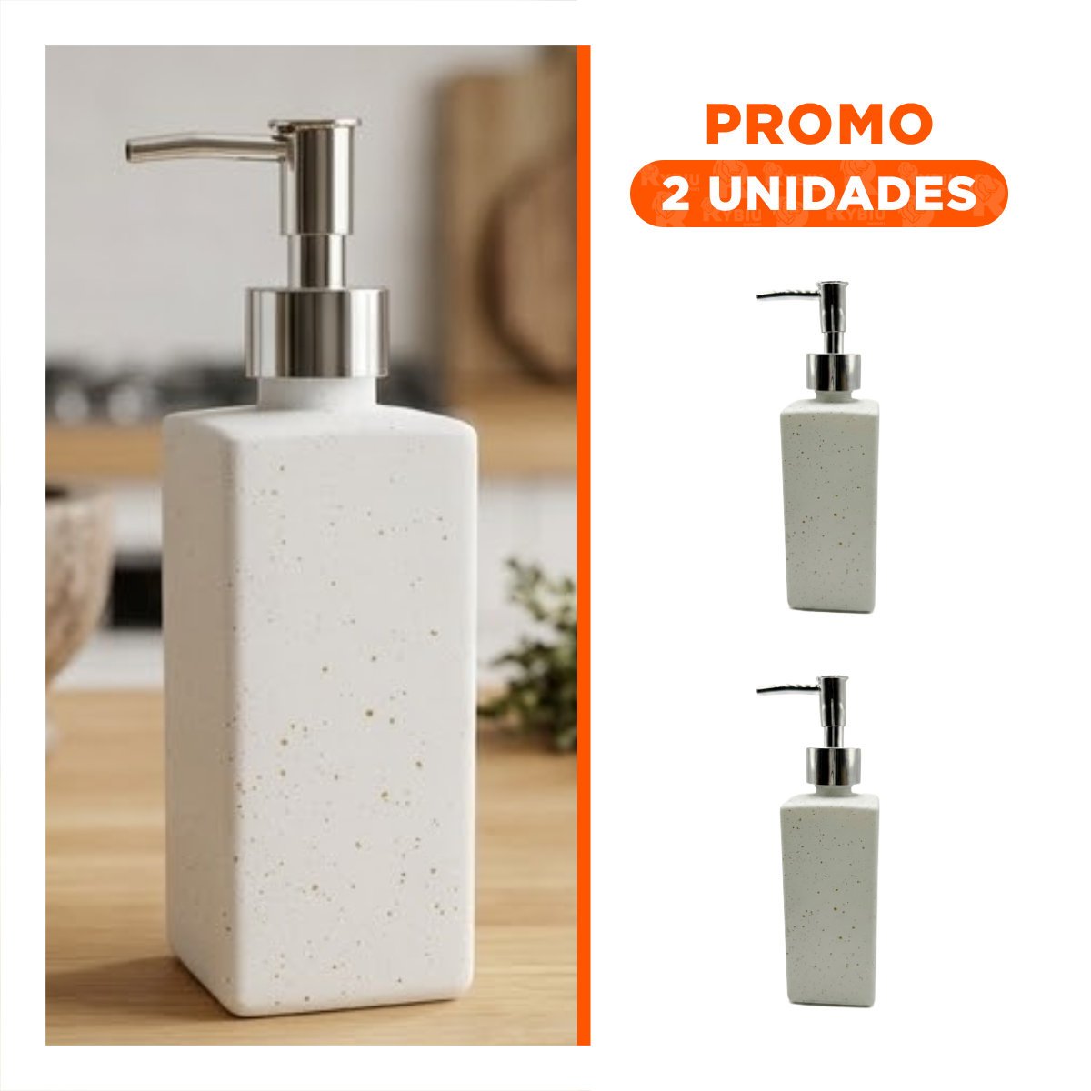 PACK2 ENVASE PARA CREMA LIQUIDA RECTANGULAR CON PUNTOS DORADOS COLOR BLANCO 20,5X5,8 CM - 1