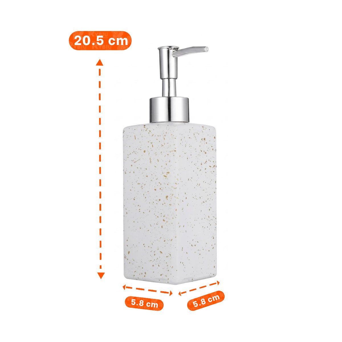 DISPENSADOR DE JABON PARA LAVAMANOS COLOR BLANCO CON DETALLES DORADOS 20,5X5,8 CM Y POST IT - 4