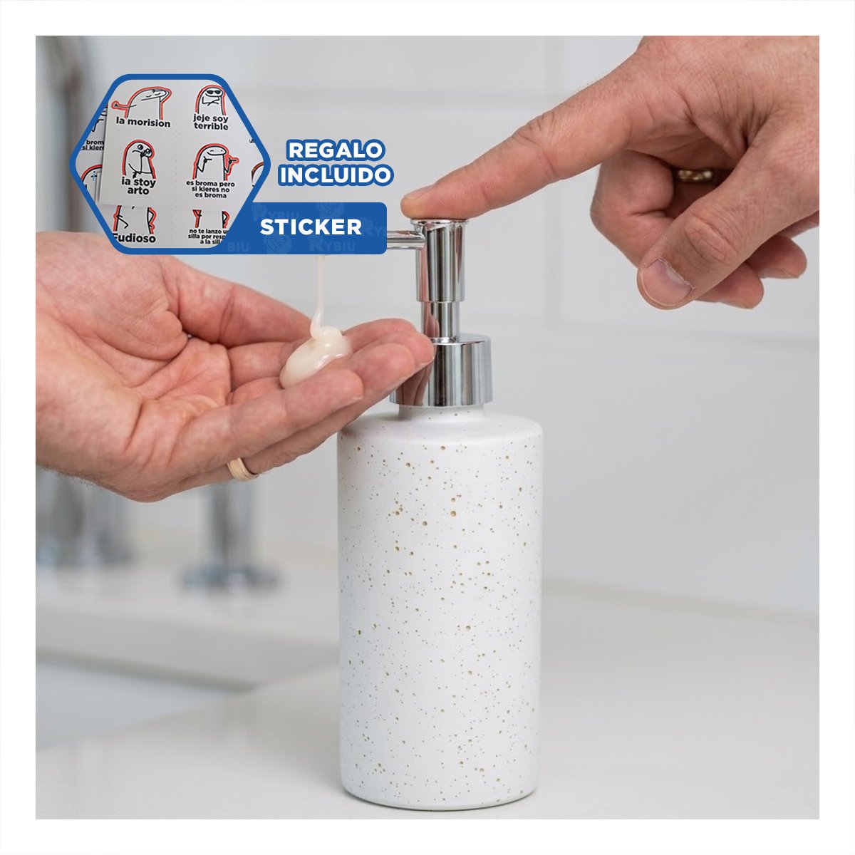 DOSIFICADOR PARA DETERGENTE LIQUIDO CILINDRO COLOR BLANCO 20X6,8CM Y REGALO STICKER - 1