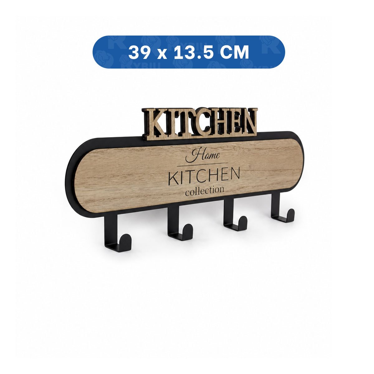 COLGADOR KITCHEN NEGRO Y BEIGE PARA PARED CON 4 GANCHOS 39X13,5CM MULTIUSO Y PAPEL REGALO - 4
