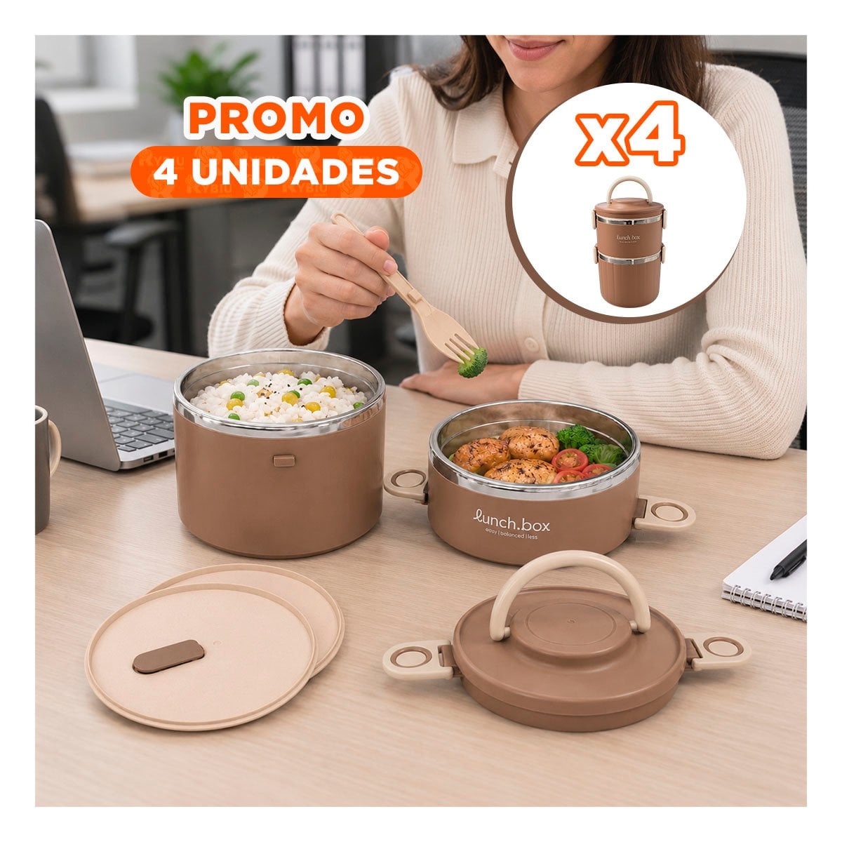PACK4 RECIPIENTE PARA DESAYUNOS 1800 ML TERMO CIRCULAR DUO - 1