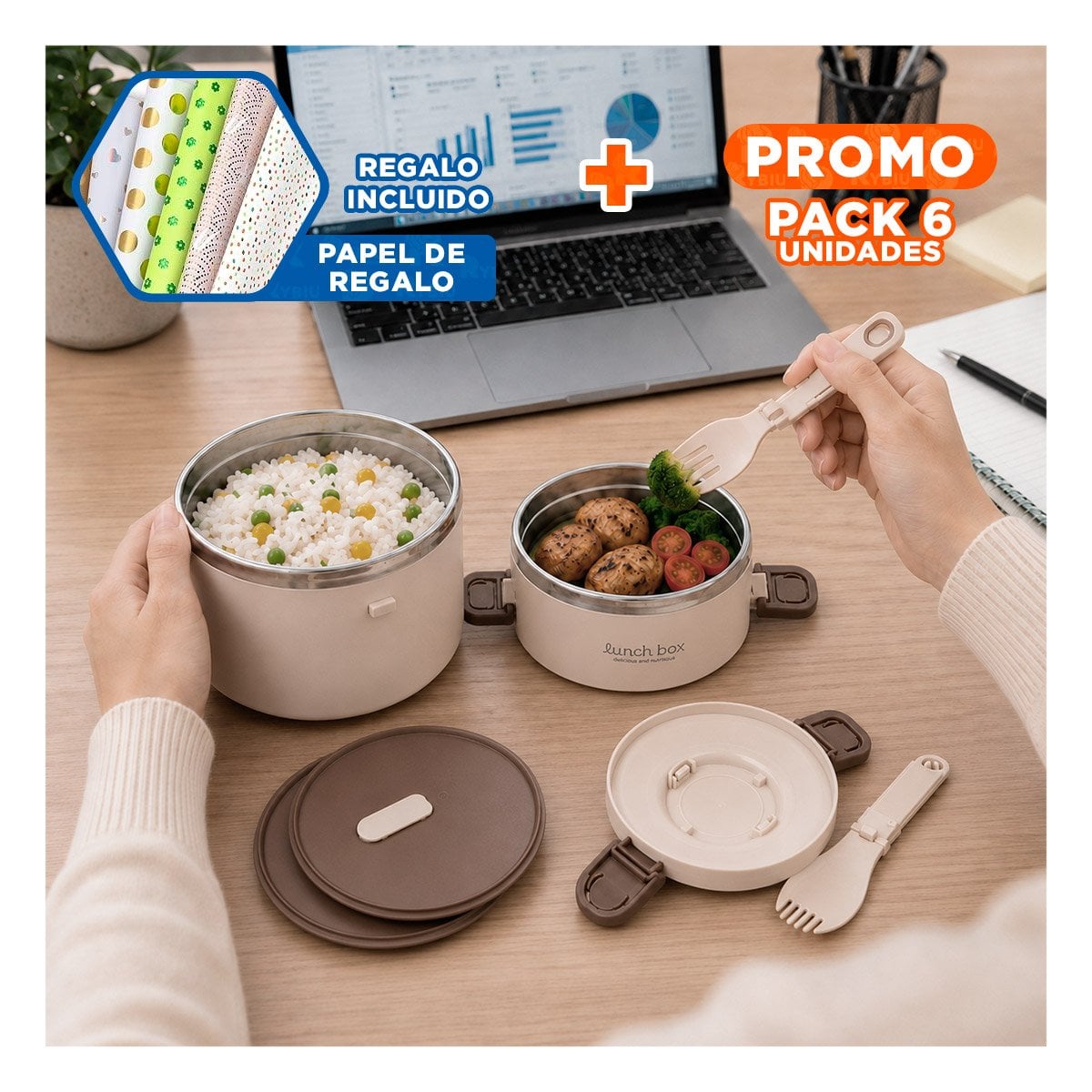 PACK6 ENVASE PARA DESPENSA 1800 ML TERMO CIRCULAR DUO YPAPEL REGALO - 1