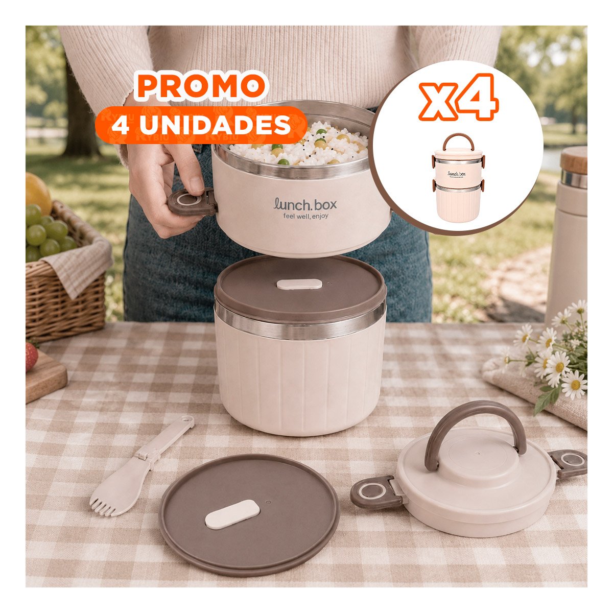 PACK4 RECIPIENTE PARA DESAYUNOS 1800 ML TERMO CIRCULAR DUO - 1