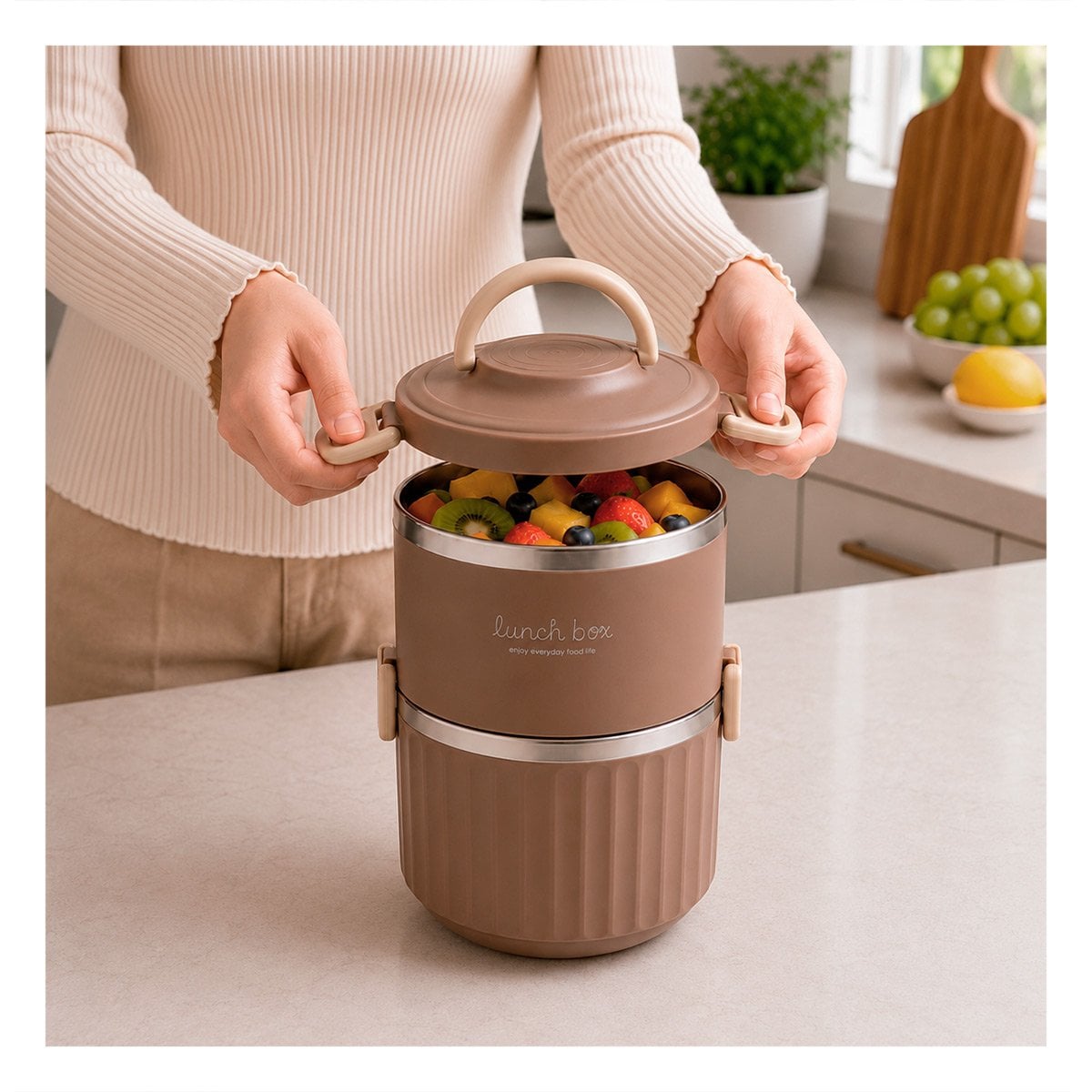 CONTENEDOR PARA ALMACENAMIENTO 1800 ML TERMO CIRCULAR DUO Y LIGAS REGALO - 1