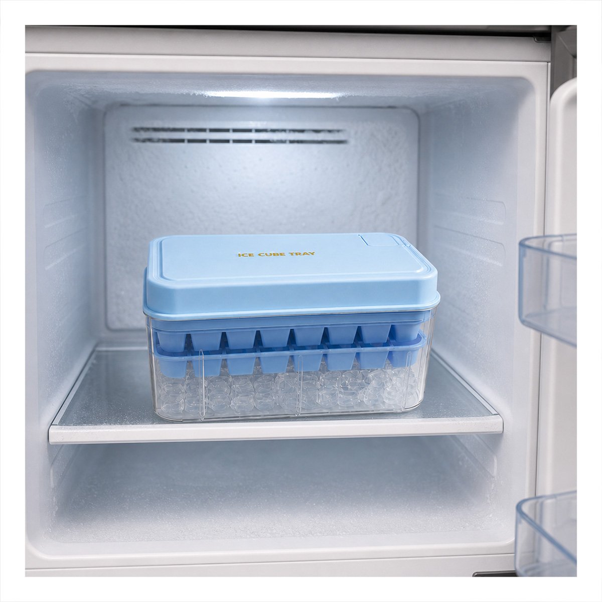 CUBETERA DE HIELO CELESTE CON MOLDE PARA CUBOS DOBLES Y PAPEL REGALO - 3