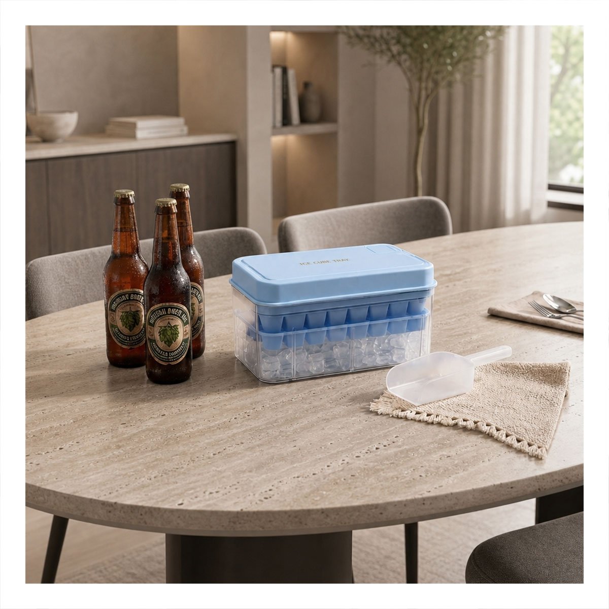 PACK2 CUBETERA CELESTE PARA CONGELAR HIELO CON MOLDE DE CUBOS - 2