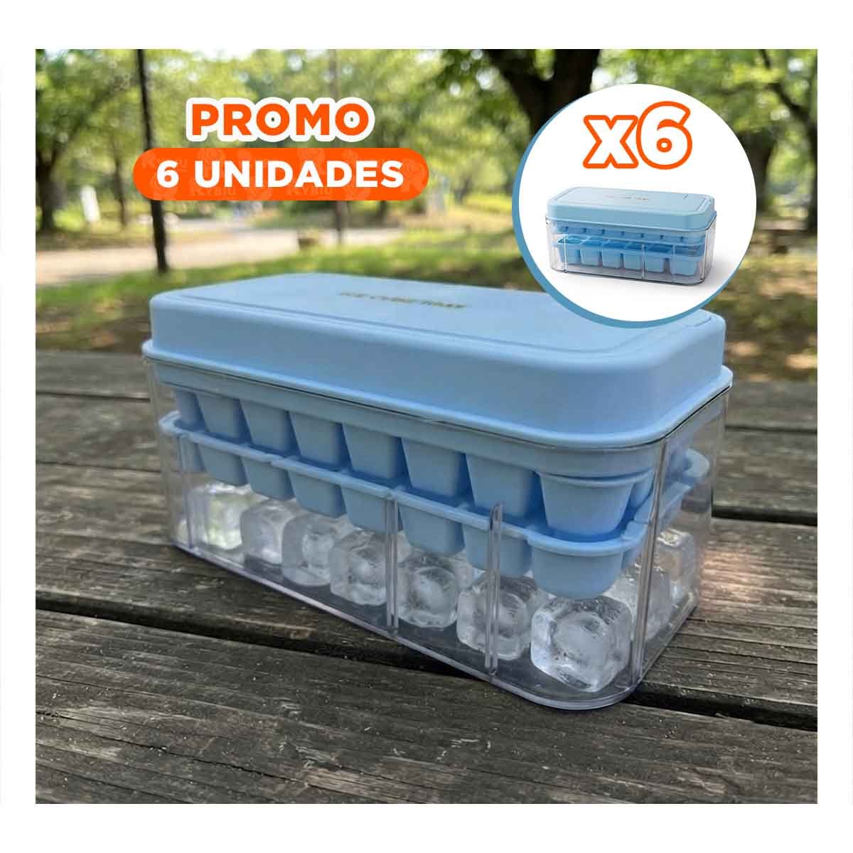 PACK6 CUBETERA PARA CUBOS CELESTE CON MOLDE DE HIELO DOBLE YREGALO STICKER - 1
