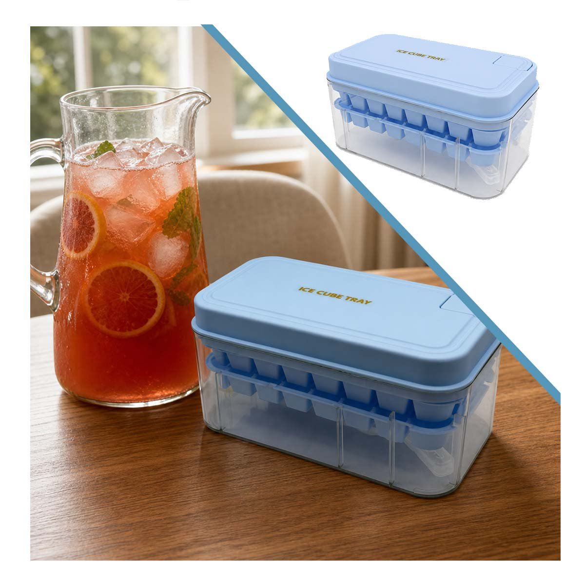 PACK6 CUBETERA PARA CUBOS CELESTE CON MOLDE DE HIELO DOBLE YREGALO STICKER - 2