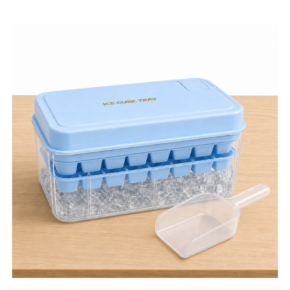 BANDEJA CELESTE PARA HIELO CON MOLDE DE CUBOS EN 2 BANDEJAS - 2