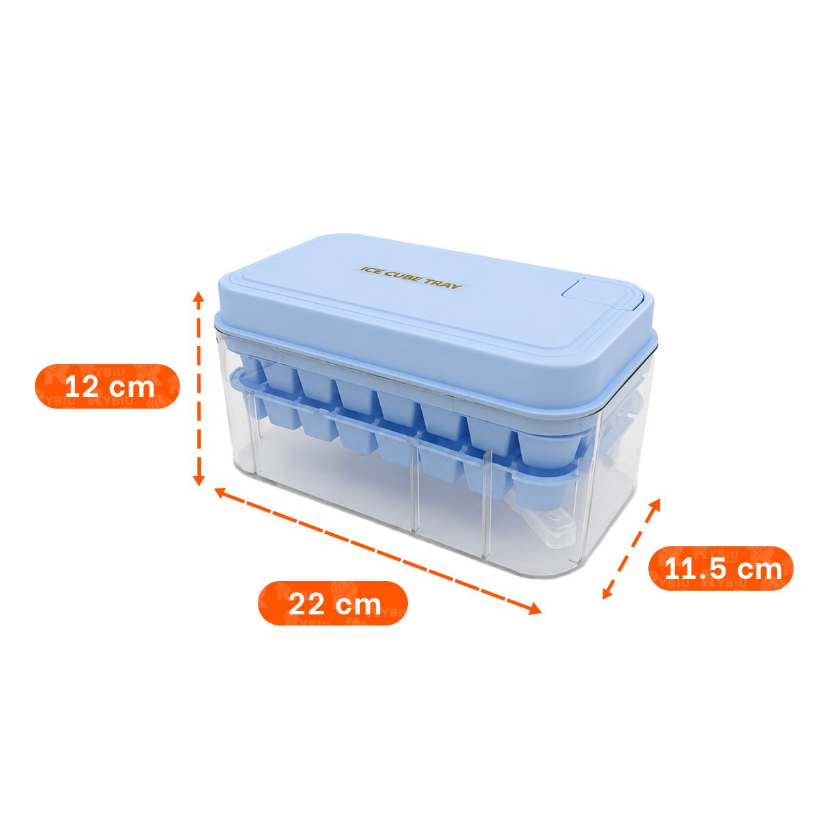 BANDEJA CELESTE PARA HIELO CON MOLDE DE CUBOS EN 2 BANDEJAS - 4