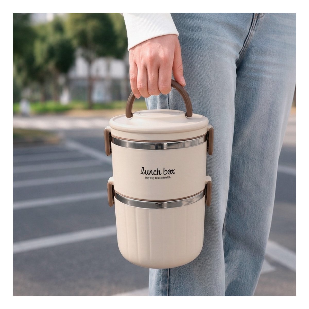RECIPIENTE PARA COMIDAS CASERAS 1800 ML TERMO CIRCULAR DUO Y PAPEL REGALO - 3