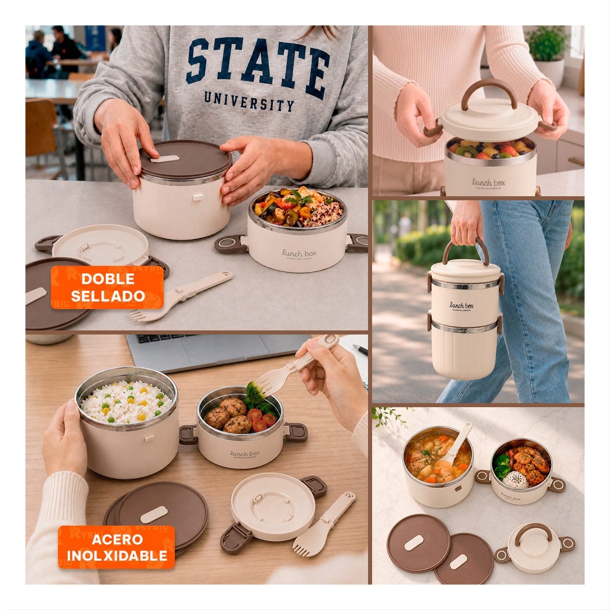 TAPER PARA SOBRAS DE COMIDA 1800 ML TERMO CIRCULAR DUOBEIGE Y POST IT - 5