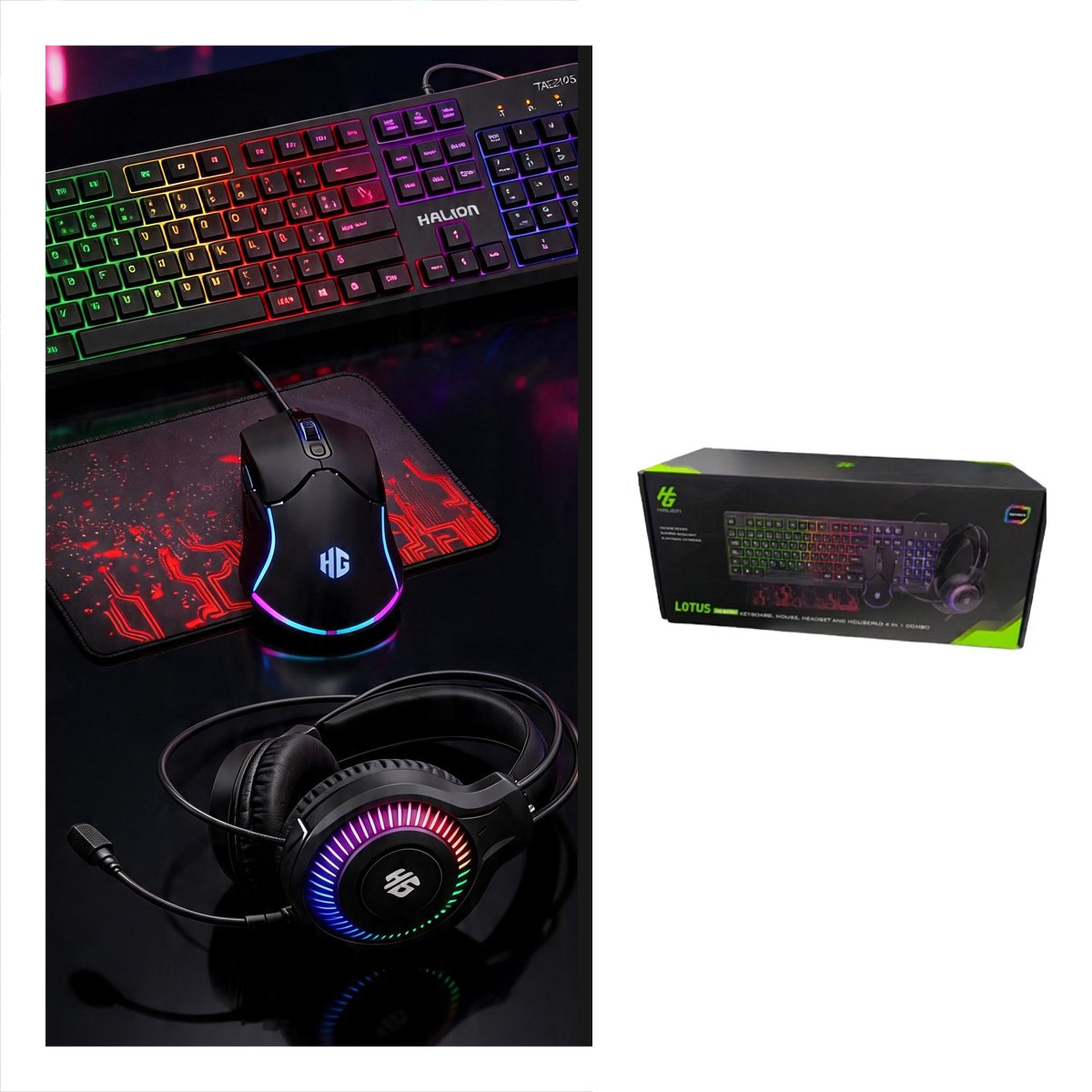 KIT DE ACCESORIOS GAMER COLOR NEGRO PARA EXPERIENCIA DE JUEGO PC YLIGAS REGALO - 3
