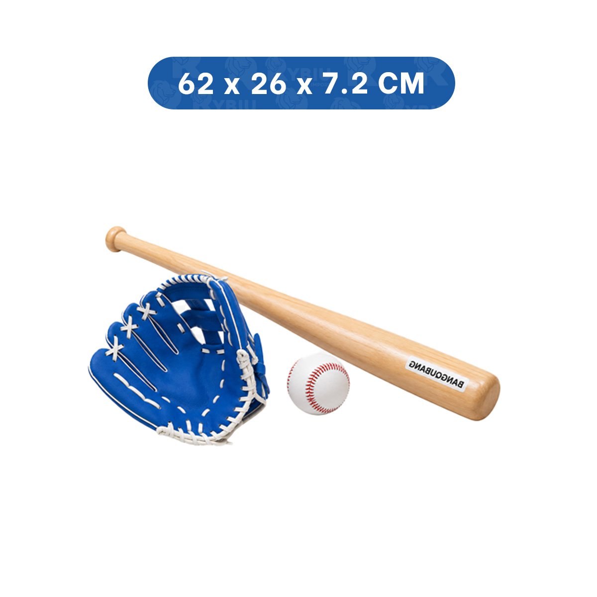 PACK6 SET DEPORTIVO AZUL CON IMPLEMENTOS DE MADERA PARA BEISBOL - 4