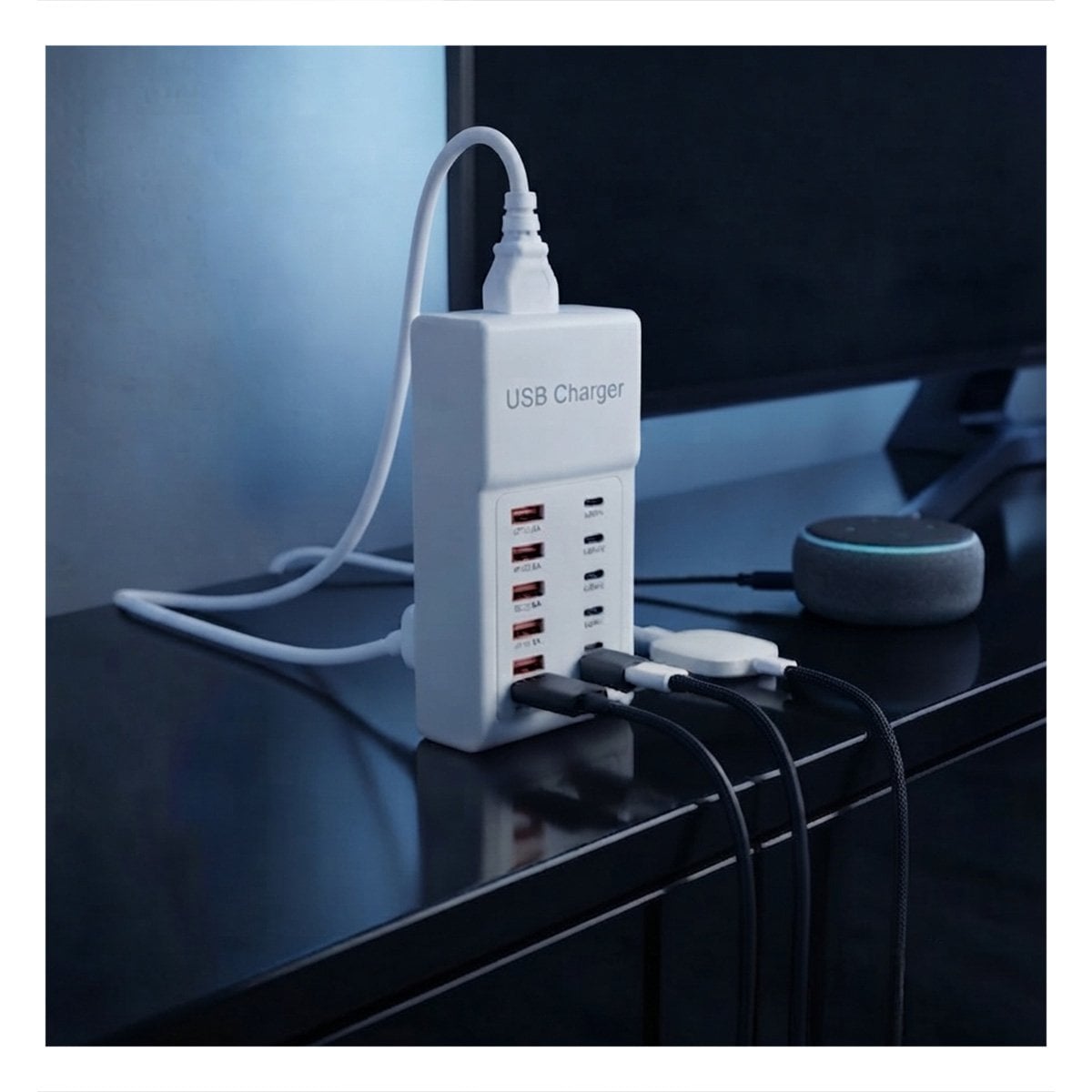 PACK6 HUB PROFESIONAL USB-C Y USB-A BLANCO PARA ORGANIZAR ACCESORIOS ELECTRONICOS YPAPEL REGALO - 2