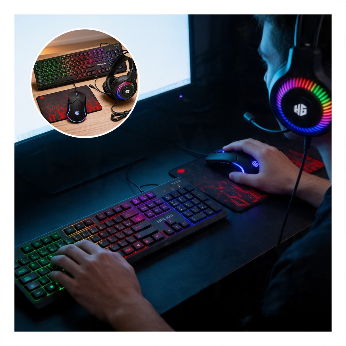 SET PARA GAMERS COLOR NEGRO 4 EN 1 CON KIT COMPLETO DE ACCESORIOS YPAPEL REGALO - 5