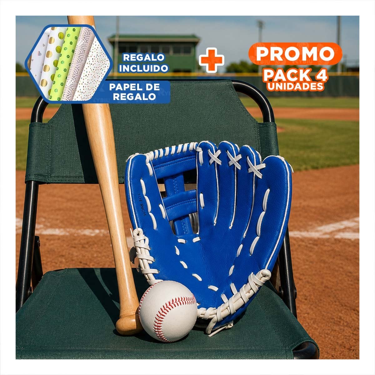 PACK4 KIT AZUL CON ACCESORIOS DE BEISBOL PARA PRACTICAS DIARIAS YPAPEL REGALO - 1