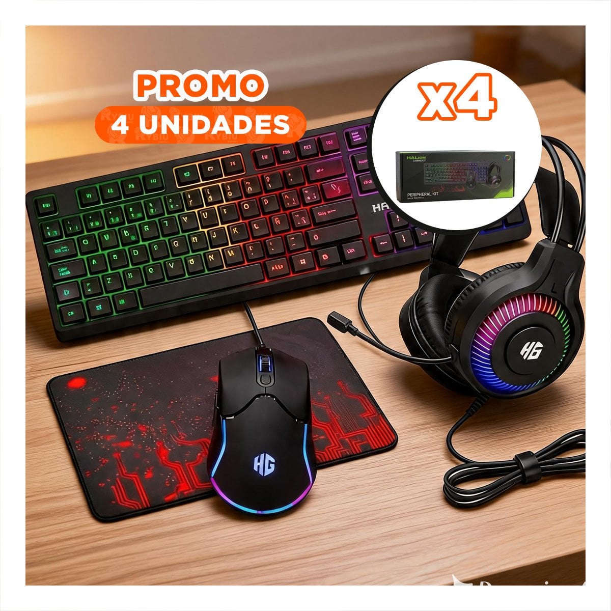 PACK4 SET GAMER MULTIFUNCIONAL 4 EN 1 COLOR NEGRO PARA PC Y JUEGOS - 1