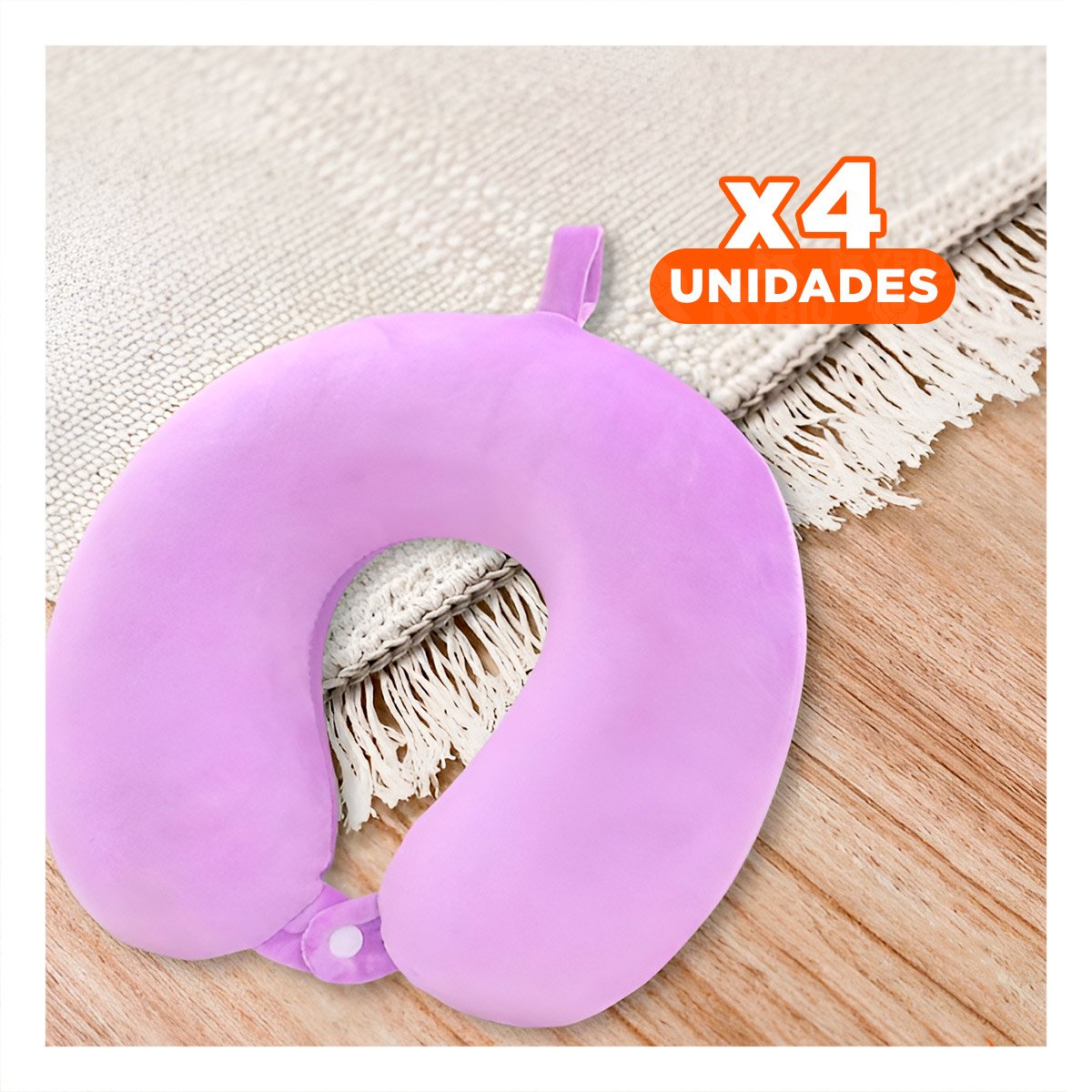 PACK4 ALMOHADA DE CUELLO COLOR LILA CON TERCIOPELO SUAVE PARA TRAYECTOS LARGOS - 1