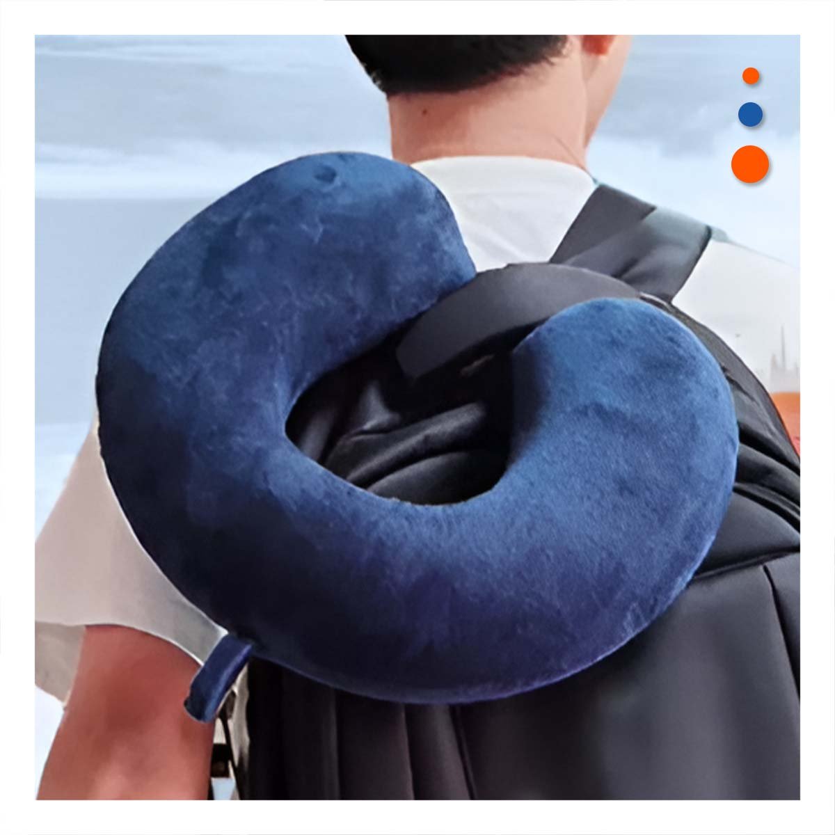COJIN COLOR AZUL MARINO PARA CUELLO DE VIAJE CON ACABADO DE TERCIOPELO YPAPEL REGALO - 5