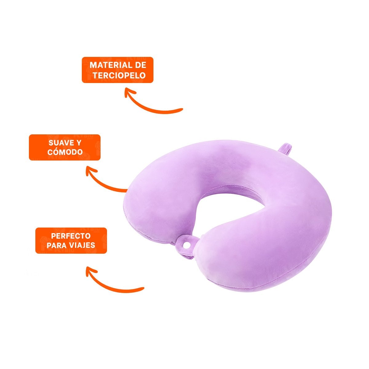 COJIN DE CUELLO PARA VIAJAR EN TERCIOPELO SUAVE CON COLOR LILA CONFORTABLE - 3