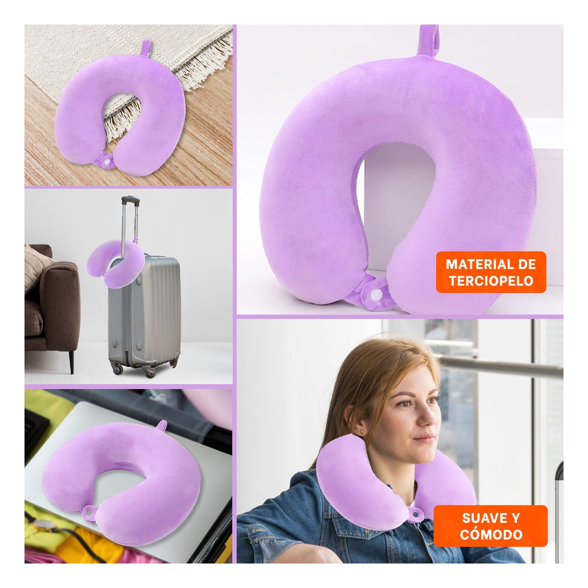 PACK12 ACCESORIO DE VIAJE PARA CUELLO CON TERCIOPELO Y TONALIDAD LILA YPAPEL REGALO - 2