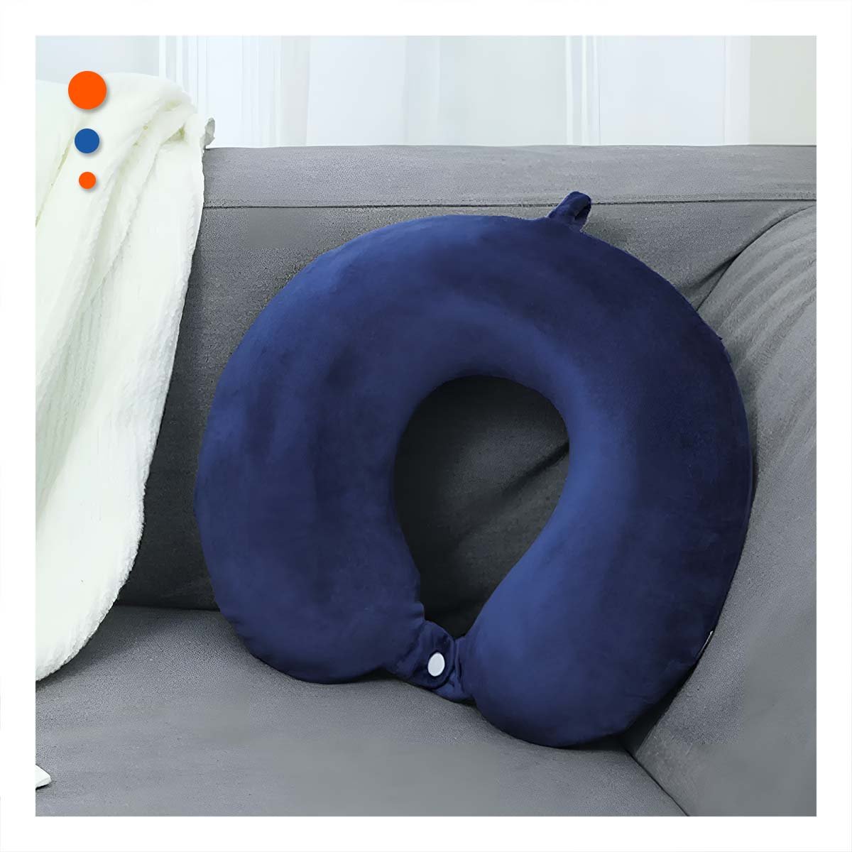 COJIN PARA VIAJAR DE CUELLO EN TERCIOPELO SUAVE CON COLOR AZUL MARINO YSTICKY - 3