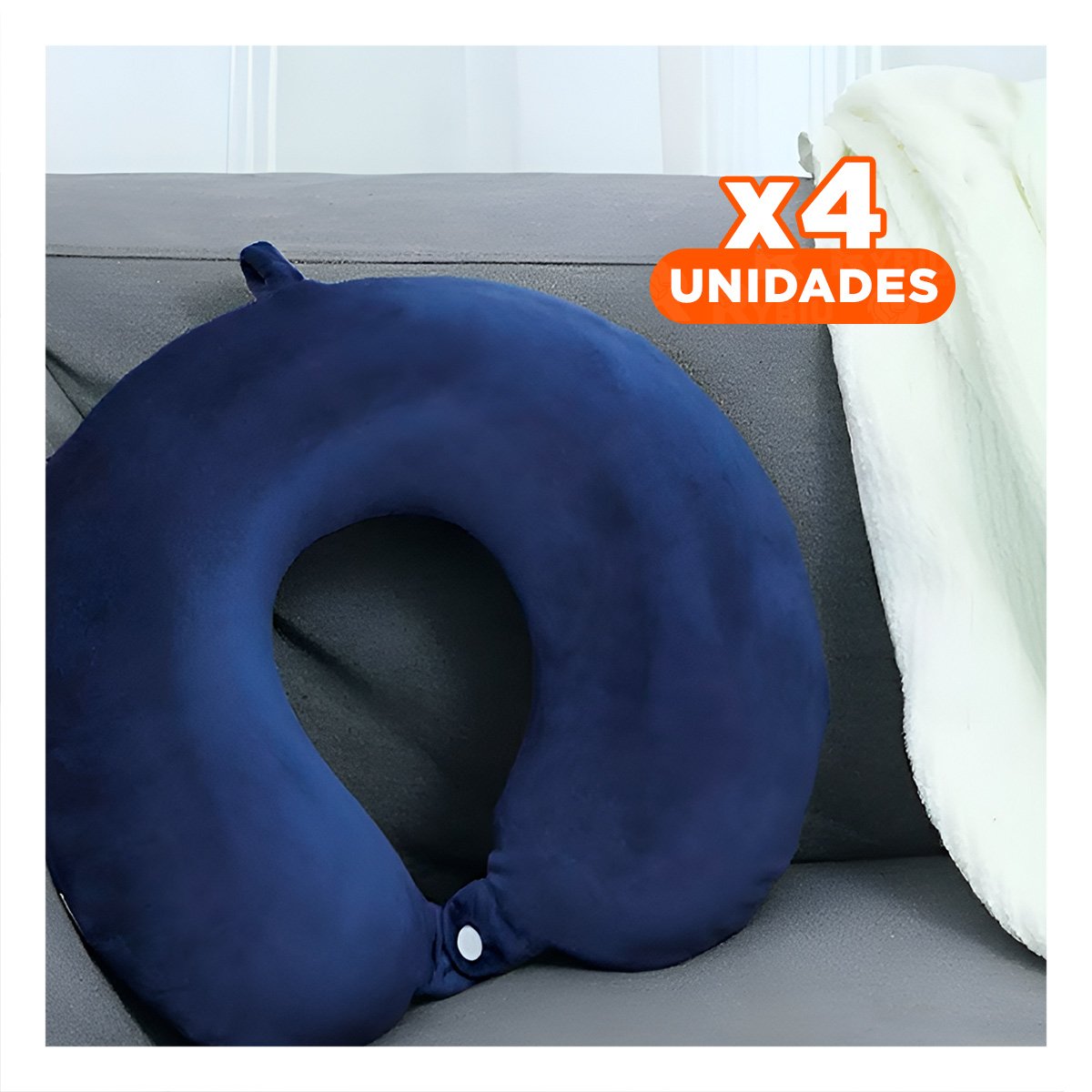 PACK4 ALMOHADA DE CUELLO COLOR AZUL MARINO CON TERCIOPELO SUAVE PARA TRAYECTOS LARGOS - 1