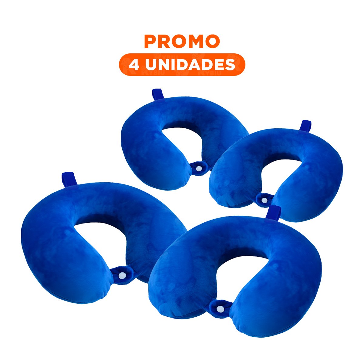 PACK4 APOYO DE CUELLO PARA VIAJE CON TEXTURA TERCIOPELO Y COLOR AZUL YREGALO STICKER - 1