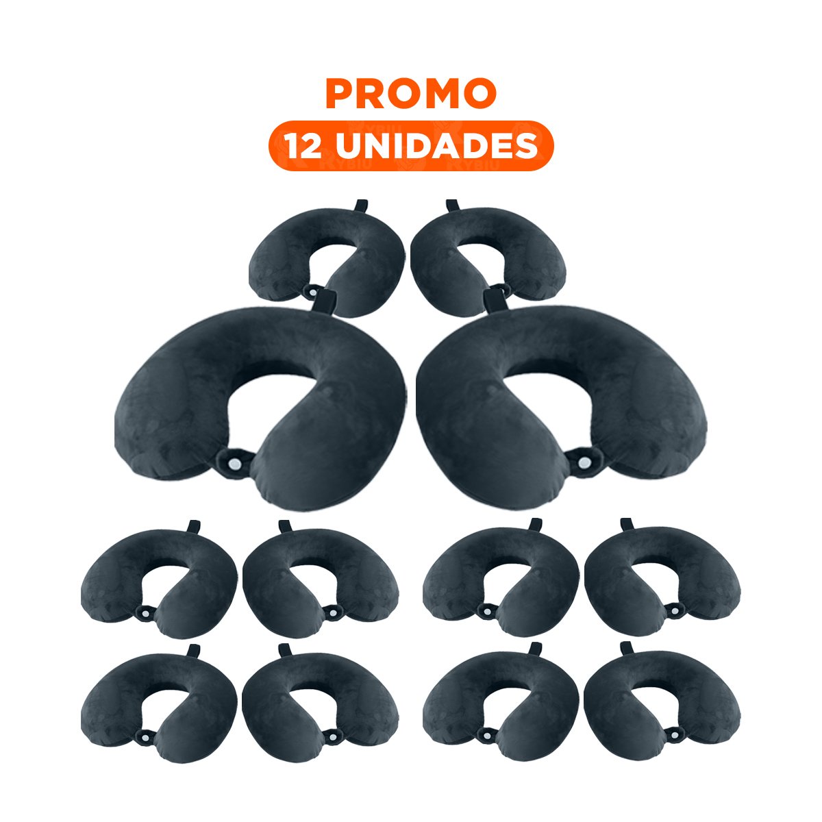PACK12 COJIN DE CUELLO TERCIOPELO PARA VIAJAR CON DETALLE PLOMO YREGALO STICKER - 1