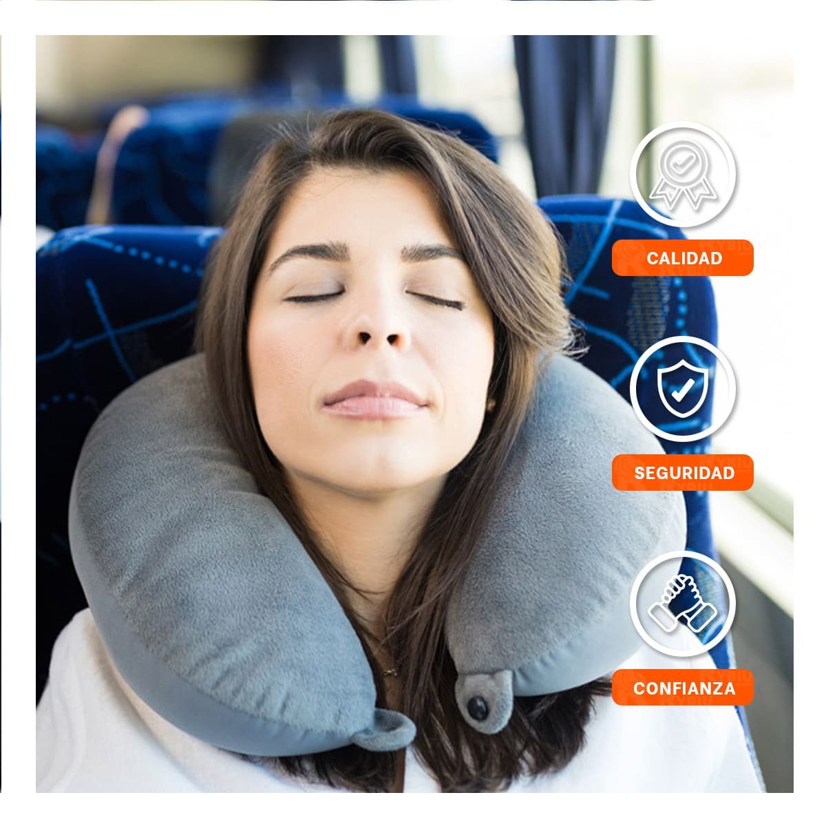 PACK12 COJIN DE CUELLO TERCIOPELO PARA VIAJAR CON DETALLE PLOMO YREGALO STICKER - 5