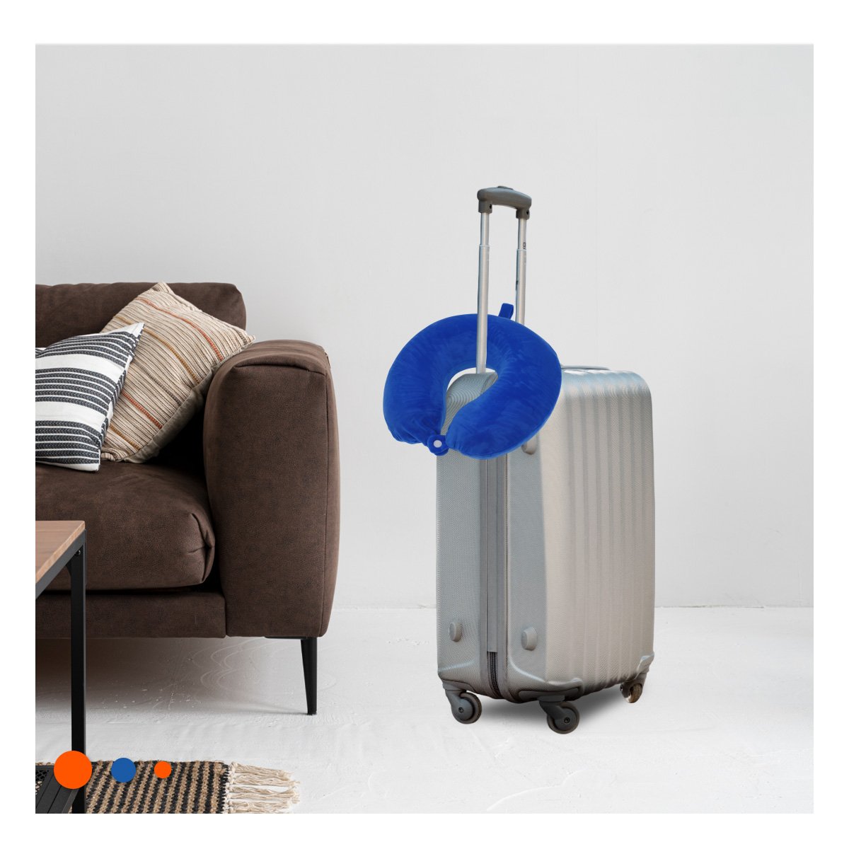 PACK2 ALMOHADA DE VIAJE PARA CUELLO CON TERCIOPELO AZUL Y SENSACION CONFORT YREGALO STICKER - 3