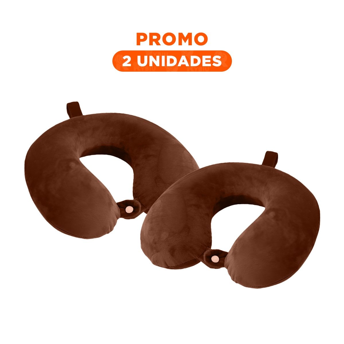 PACK2 ALMOHADA DE CUELLO PARA VIAJE CON TEXTURA TERCIOPELO Y COLOR MARRON - 1
