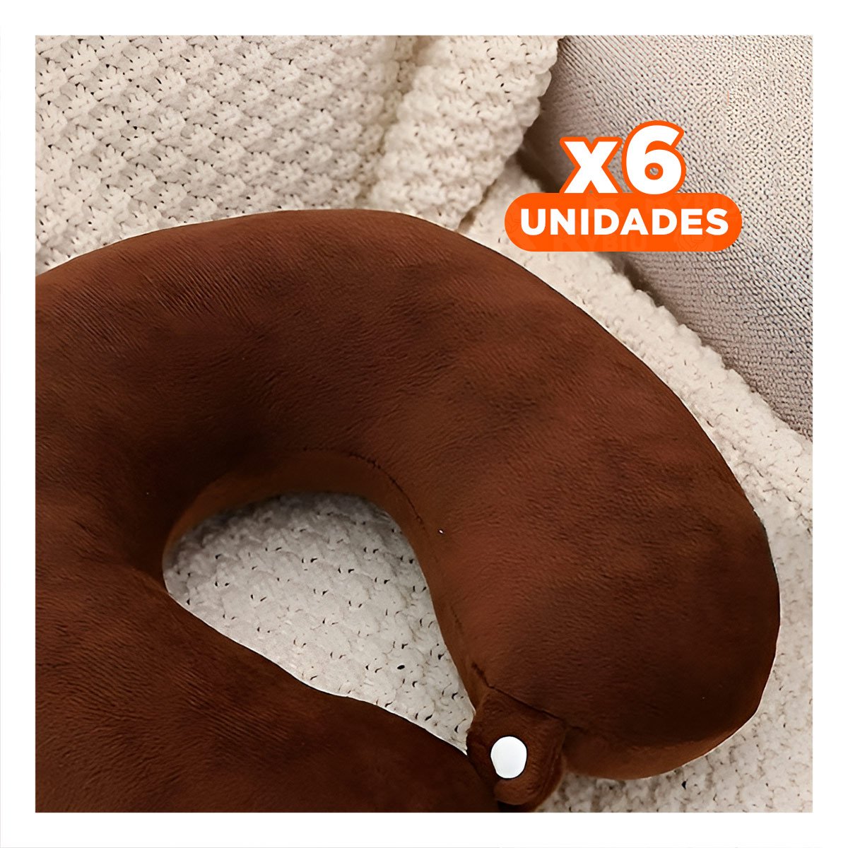 PACK6 APOYO DE CUELLO COLOR MARRON CON TERCIOPELO SUAVE PARA TRASLADOS YREGALO STICKER - 1