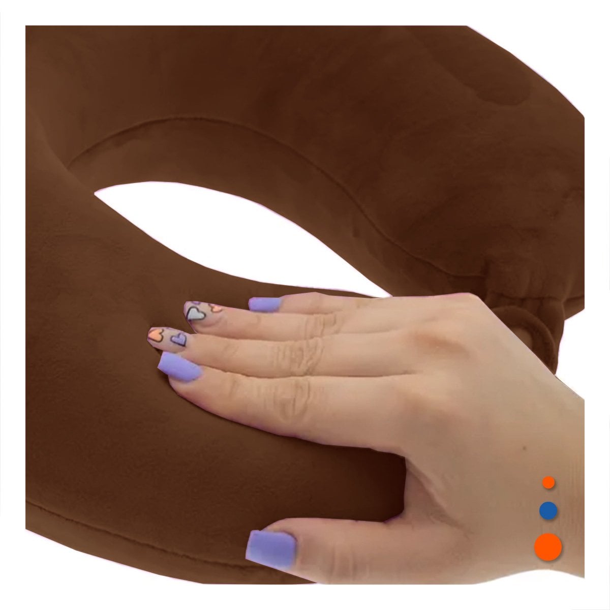 COJIN DE CUELLO PARA VIAJAR EN TERCIOPELO SUAVE CON COLOR MARRON CONFORTABLE - 3