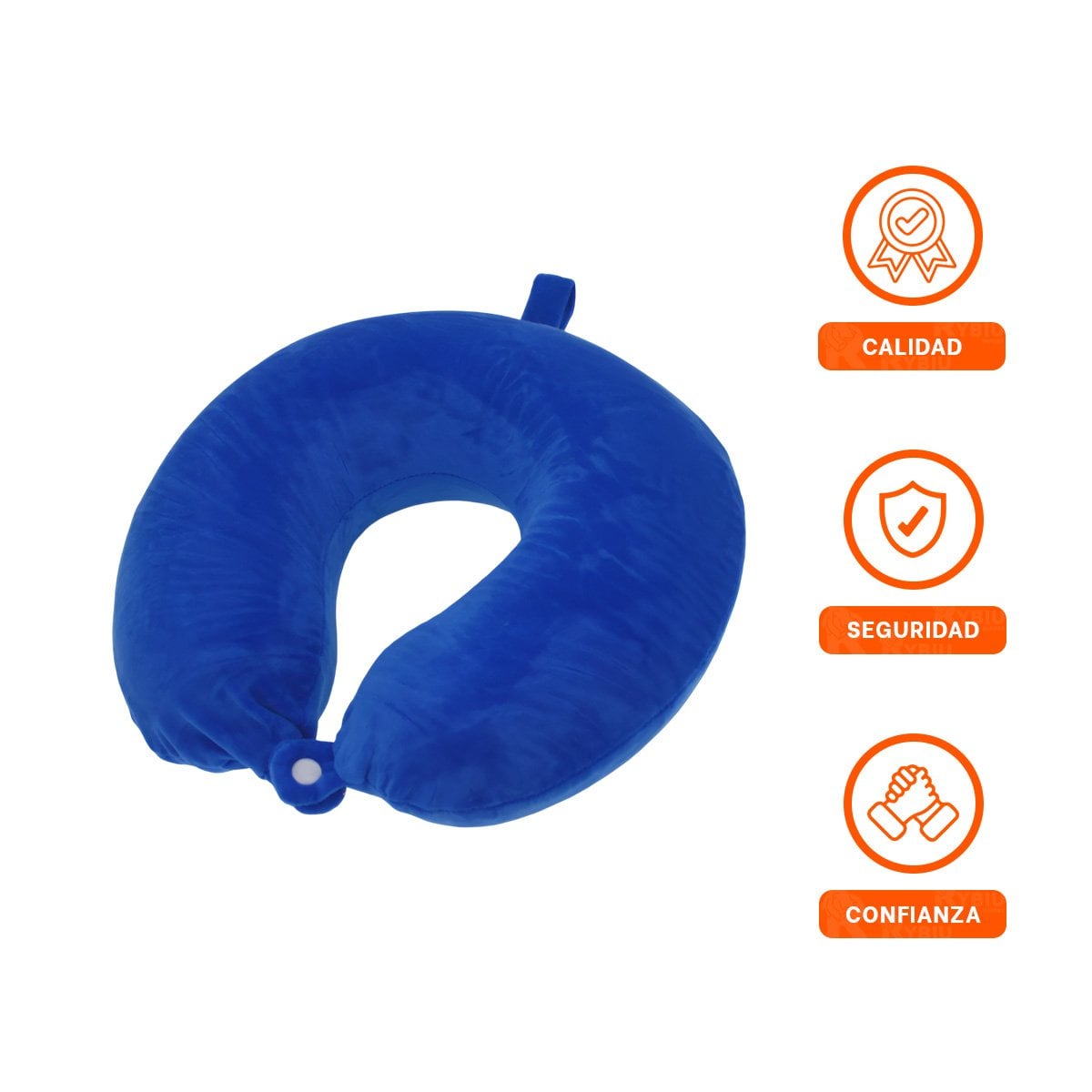 COJIN DE CUELLO PARA VIAJAR EN TERCIOPELO SUAVE CON COLOR AZUL CONFORTABLE - 3