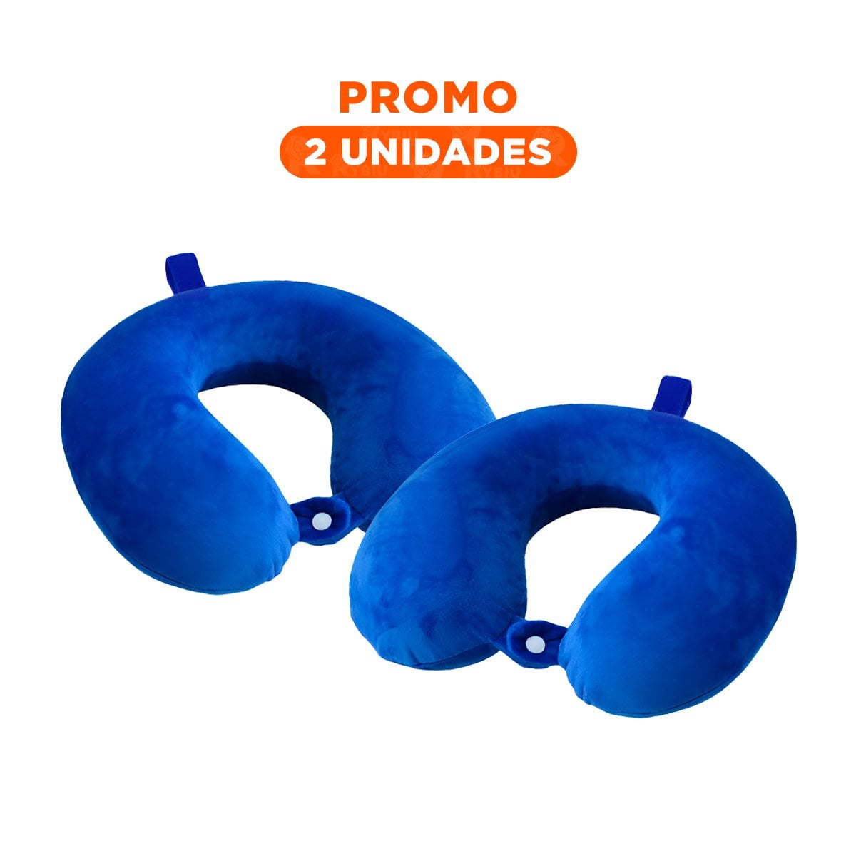 PACK2 ALMOHADA DE CUELLO PARA VIAJE CON TEXTURA TERCIOPELO Y COLOR AZUL - 1