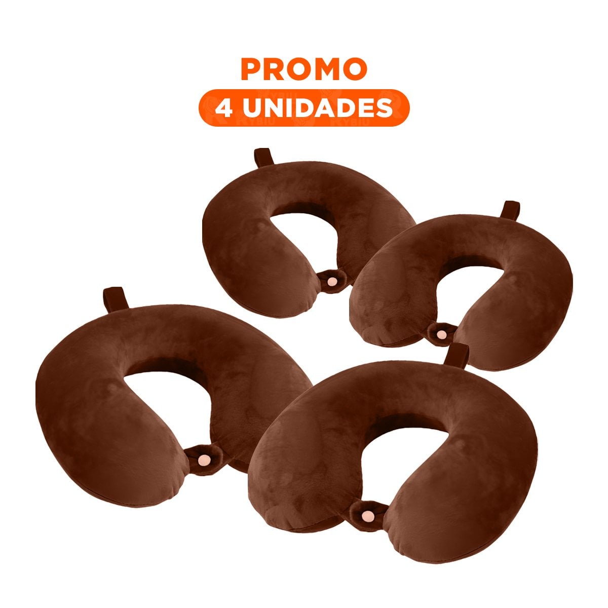 PACK4 APOYO DE CUELLO PARA VIAJE CON TEXTURA TERCIOPELO Y COLOR MARRON YREGALO STICKER - 1