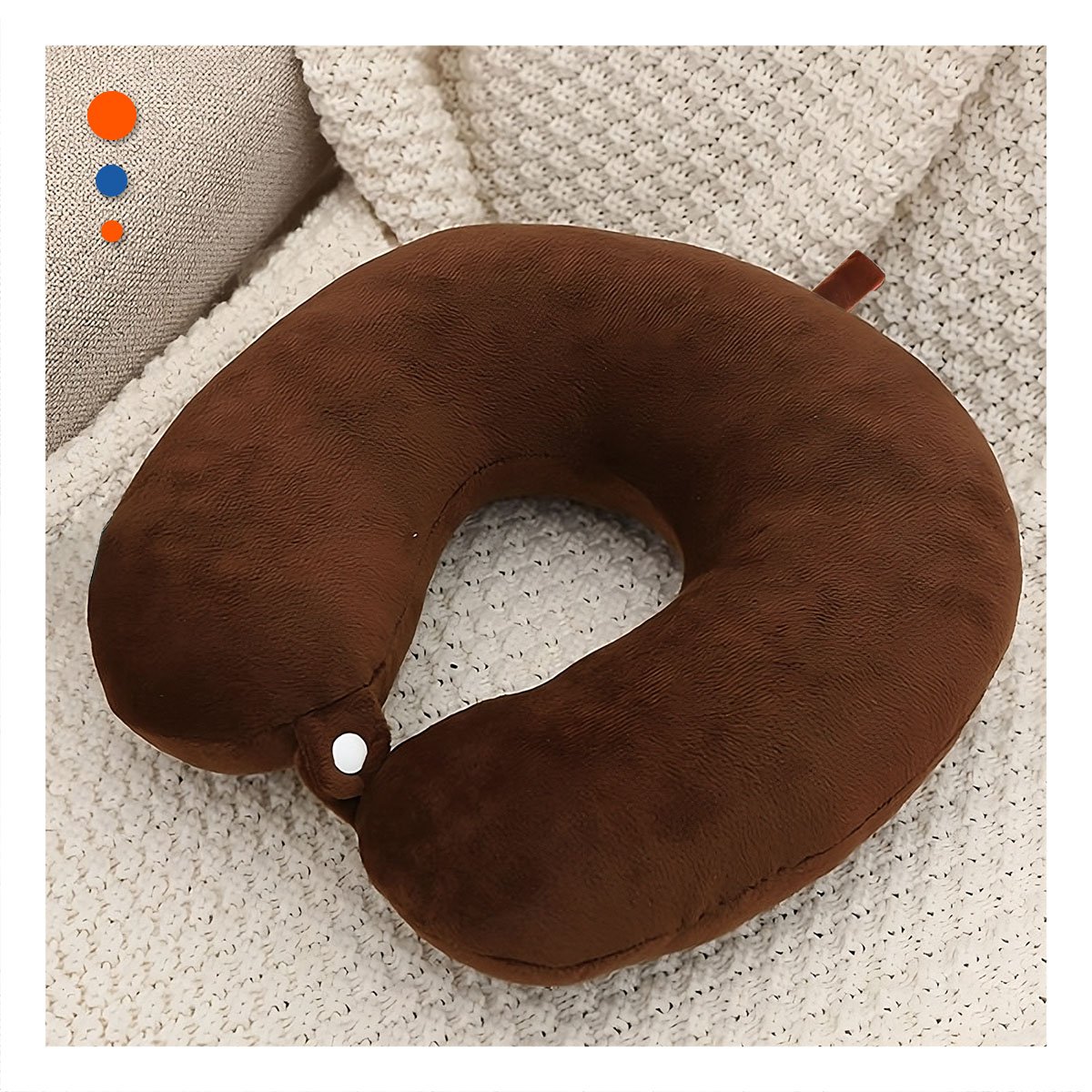 PACK12 ACCESORIO DE CUELLO TERCIOPELO MARRON PARA VIAJAR COMODAMENTE YREGALO STICKER - 5