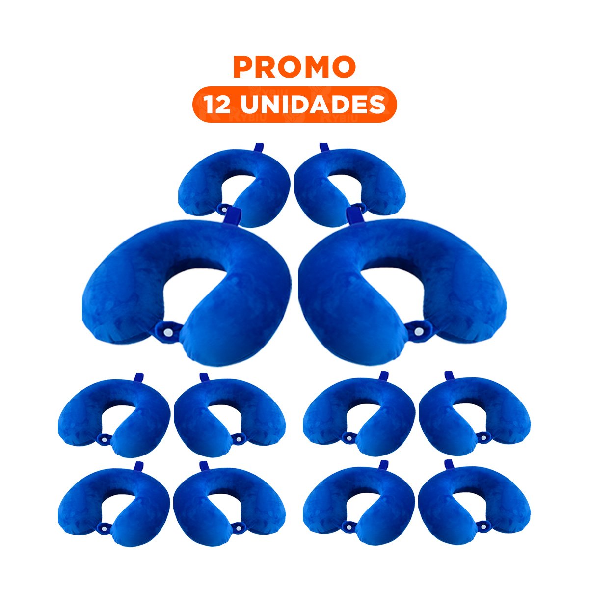 PACK12 ACCESORIO DE CUELLO TERCIOPELO AZUL PARA VIAJAR COMODAMENTE YREGALO STICKER - 1