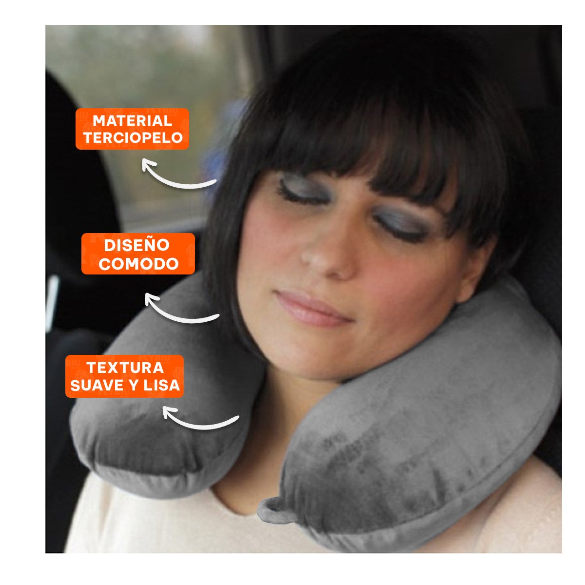 PACK2 ACCESORIO DE CUELLO TERCIOPELO SUAVE PARA VIAJAR CON DETALLE PLOMO YPAPEL REGALO - 2