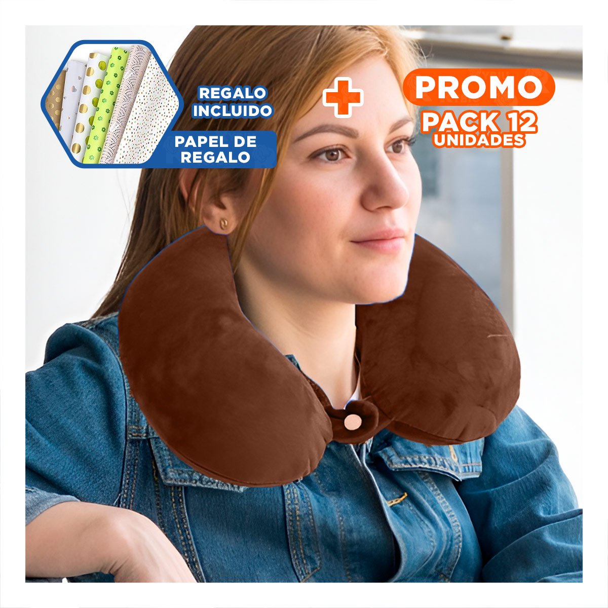 PACK12 ACCESORIO DE VIAJE PARA CUELLO CON TERCIOPELO Y TONALIDAD MARRON YPAPEL REGALO - 1