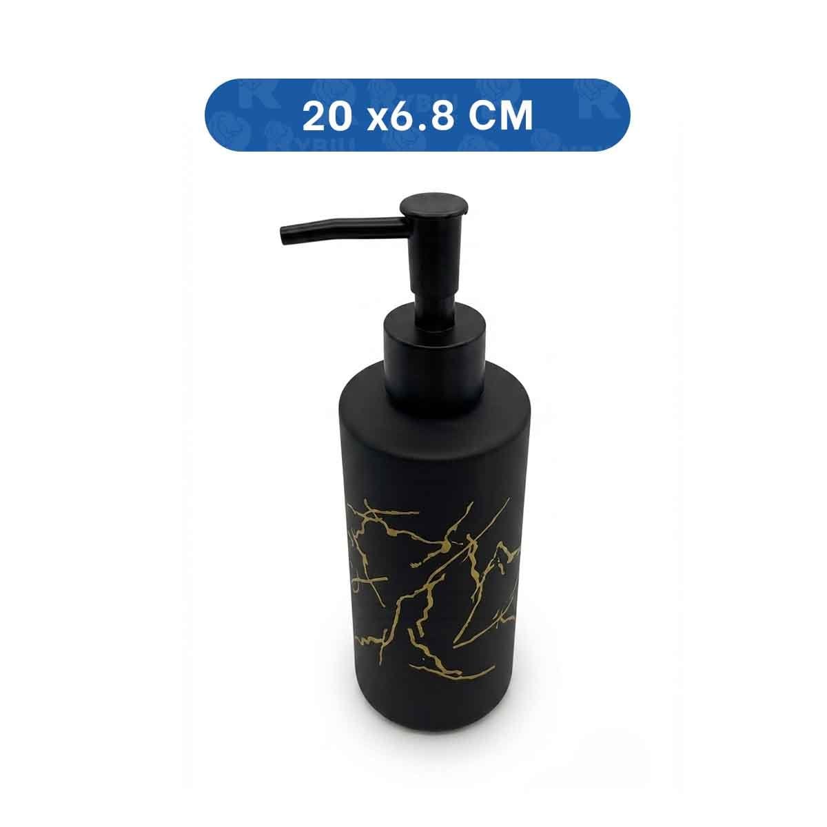 ENVASE PARA JABON ESPUMA CILINDRO COLOR NEGRO 20X6,8CM CON ACABADO DORADO Y PAPEL REGALO - 4