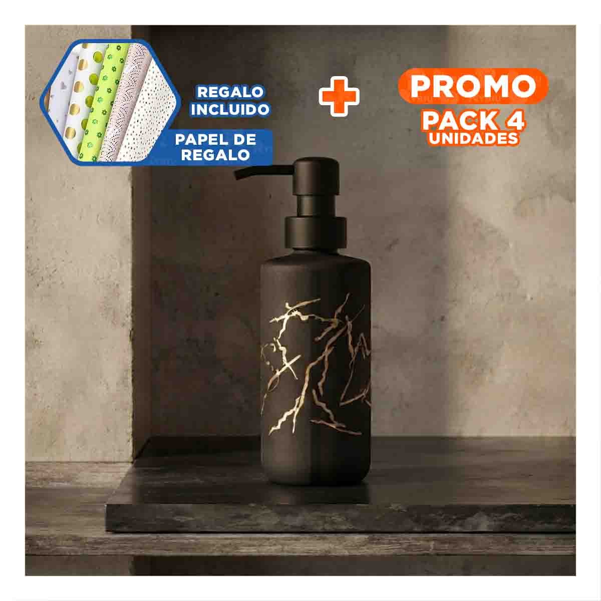 PACK4 DOSIFICADOR PARA LOCION DE MANOS CILINDRO CON DIS MARMOL 20X6,8CM YPAPEL REGALO - 1
